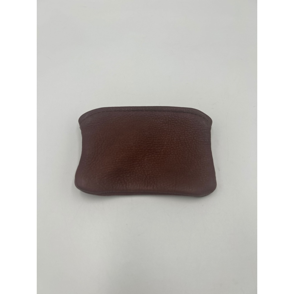 K Bellum Leather Brown Pebbled Zipper Pouch Coin Wallet Minimalist Handcrafted